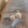 Gold Cluster Pearl Stud Earrings