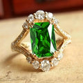 Gold Emerald Halo Ring